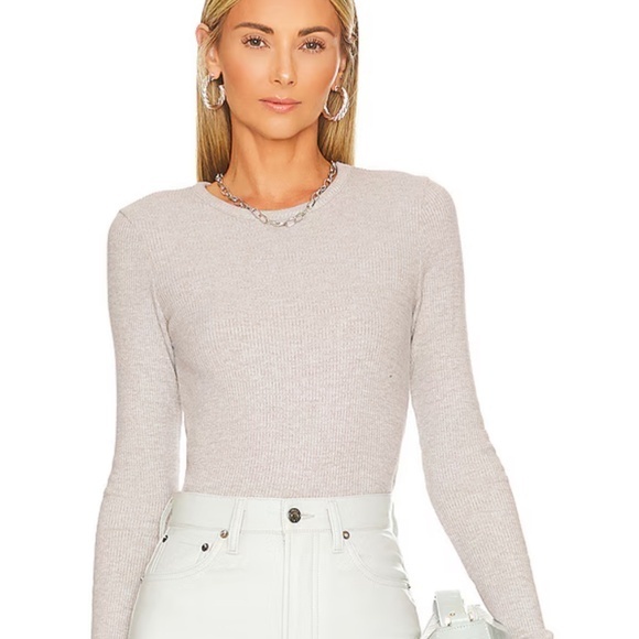 Agolde Tops - Agolde Alma Shrunken Crew Neck in Brushed Grey Heather